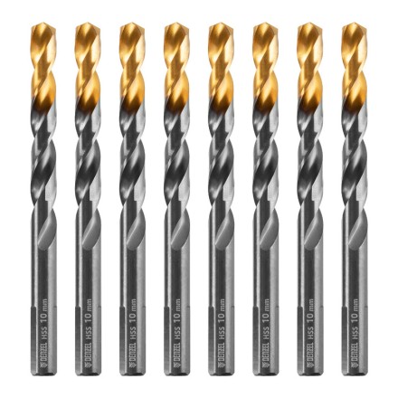 Сверло по металлу, 10 мм, HSS-Tin, Golden Tip, 8 шт. Denzel 717222 купить в Уфе