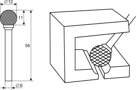Борфреза Сферическая D 6х12 Энкор 21706 купить в Уфе