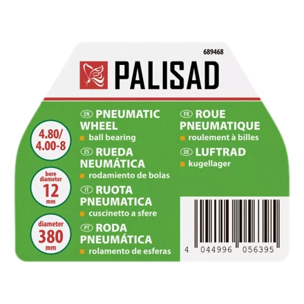 Колесо пневматическое Palisad 4.80/4.00-8 D380мм, подш. внут. диам. 12мм, длина оси 80мм 689468 купить в Уфе