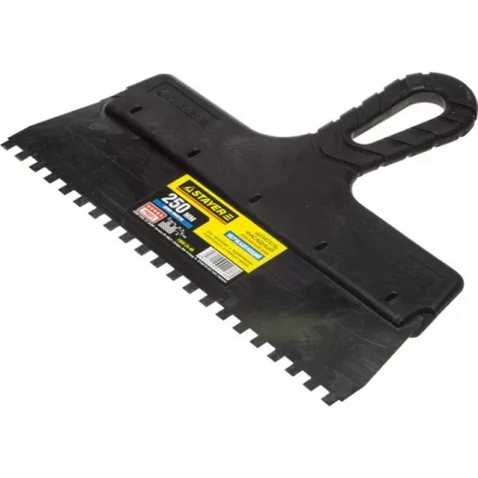 Шпатель STAYER &quot;PROFESSIONAL&quot; нержавеющий зубчатый с пластмассовой ручкой, 250мм, зуб 6х6мм 1009-25-06 купить в Уфе