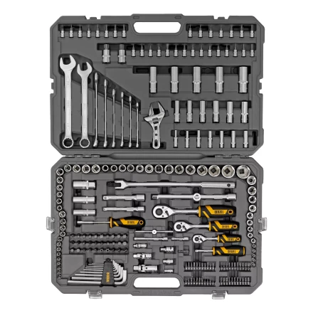 Набор инструментов Denzel 15807, 1/2&quot;, 1/4&quot;, 3/8&quot;, CrV, S2, пластиковый кейс, 216 предметов купить в Уфе