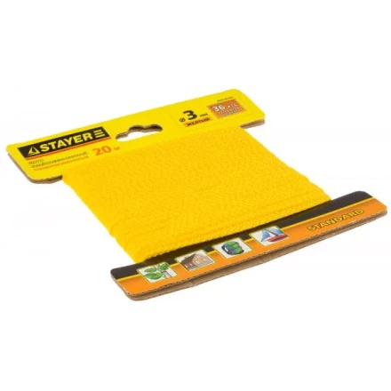 Шнур STAYER &quot;STANDARD&quot; хозяйственно-бытовой, полипропиленовый, вязанный, без сердечника, желтый, d 3, 20м 50424-03-020 купить в Уфе