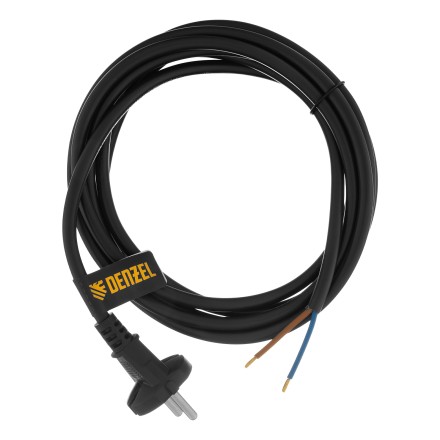 Шнур сетевой Denzel Energy Series, ПВС, 3 м, 2 x 1,5 мм, с неразборной вилкой, черный, 3 м, 37673 купить в Уфе