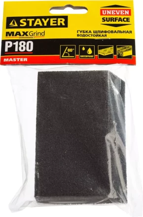 Губка шлифовальная STAYER &quot;MASTER&quot; угловая, зерно - оксид алюминия, Р180, 100 x 68 x 42 x 26 мм, средняя жесткость 3561-180 купить в Уфе