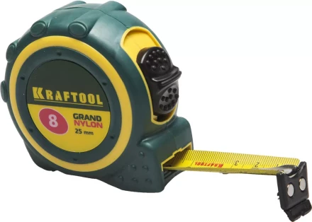 Рулетка KRAFTOOL &quot;GRAND&quot;, двухкомпонентный корпус, двусторонняя шкала, нейлоновое покрытие, 8мх25мм 3412-08_z01 купить в Уфе