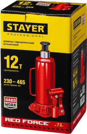 Домкрат STAYER &quot;PROFI&quot; гидравлический бутылочный, 12т, 210-400мм 43160-12 купить в Уфе