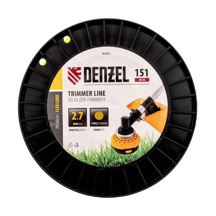 Леска для триммера круглая, 2,7мм х 151м, на DIN катушке FLEX CORD,  Denzel 96281 купить в Уфе