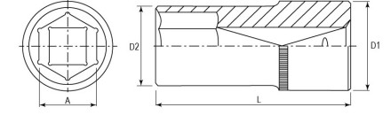 Головка торцевая глубокая 1/2&quot;DR 12 мм S04HD4112 Jonnesway 47235 купить в Уфе