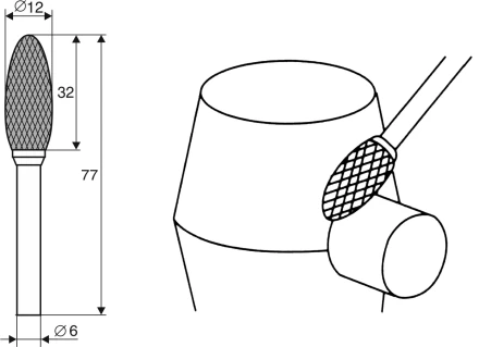 Борфреза Факеловидная H 6х12 Энкор 21714 купить в Уфе