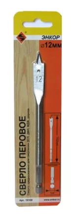 Сверло для дерева 12х152 мм перовое Энкор 19100 купить в Уфе