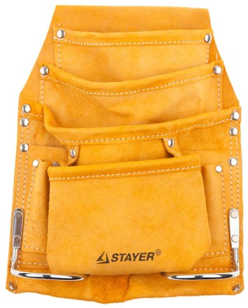 Сумка поясная STAYER &quot;MASTER&quot; для инструментов, кожаная, 8 карманов, 2 скобы 38505 купить в Уфе
