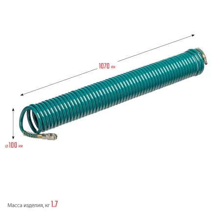 Воздушный спиральный шланг KRAFTOOL с фитингами рапид 8х12 мм 06590-20 купить в Уфе
