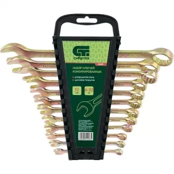 Набор ключей комбинированных 6-22 мм. 12 шт., СИБРТЕХ 15439 купить в Уфе
