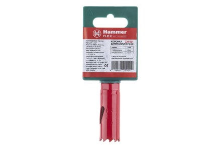Коронка биметаллическая HAMMER Ф19х38мм 1/2&quot;  BiMETALL (224-001) купить в Уфе