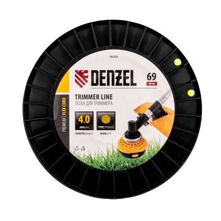 Леска для триммера круглая, 4,0мм х 69м, на DIN катушке FLEX CORD,  Denzel 96283 купить в Уфе