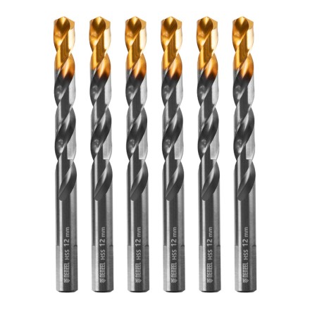 Сверло по металлу, 12 мм, HSS-Tin, Golden Tip, 6 шт. Denzel 717224 купить в Уфе