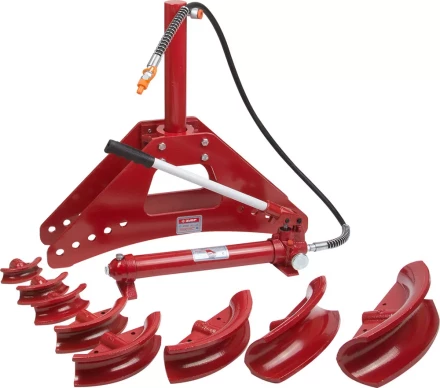 Набор ЗУБР &quot;ЭКСПЕРТ&quot; Трубогиб гидравлический, 10т, ход штока 315мм, 8 насадок, 2 ролика 43077-10 купить в Уфе