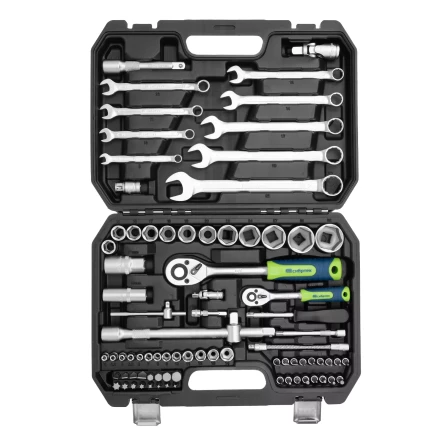 Набор инструментов Сибртех 13391, 1/2&quot;, 1/4&quot;, пластиковый кейс, 82 предмета купить в Уфе