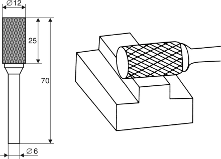 Борфреза Цилиндрическая A 6х12 Энкор 21701 купить в Уфе