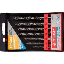 ЗУБР. Набор сверл по дереву, 7шт, 3,5-4,5-5,5-6,5-7,5-8,5-9,5 мм 29421-H7