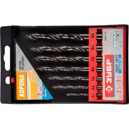 ЗУБР. Набор сверл по дереву, 7шт, 3,5-4,5-5,5-6,5-7,5-8,5-9,5 мм 29421-H7 купить в Уфе