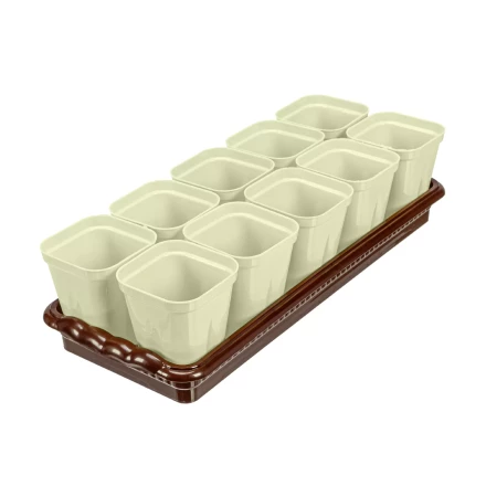 Набор для рассады Palisad 643449, поддон 380х155х40 мм, 10 горшочков по 250 мл с выдвижным дном купить в Уфе