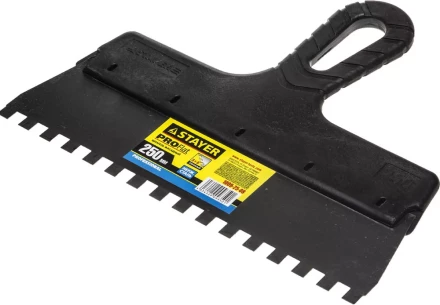 Шпатель STAYER &quot;PROFESSIONAL&quot; нержавеющий зубчатый с пластмассовой ручкой, 250мм, зуб 8х8мм 1009-25-08 купить в Уфе