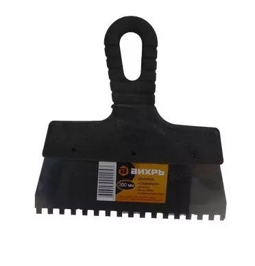 Шпатель зубчатый нержавеющая cталь пластиковая рукоятка 6х6 мм 200мм Вихрь купить в Уфе