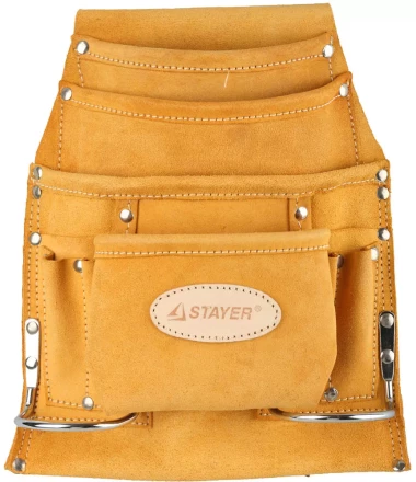 Сумка поясная STAYER PROFESSIONAL для инструментов, кожаная, 10 карманов, 2 скобы 38517 купить в Уфе