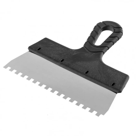Шпатель из нержавеющей стали 200 мм зуб 6 х 6 мм пластмассовая ручка Россия 85158 купить в Уфе