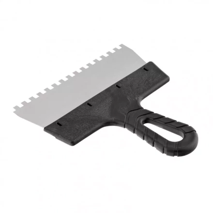 Шпатель из нержавеющей стали 200 мм зуб 6 х 6 мм пластмассовая ручка Россия 85158 купить в Уфе