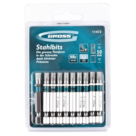 Набор бит TORX 40х50 сталь S2 10 шт GROSS 11473 купить в Уфе