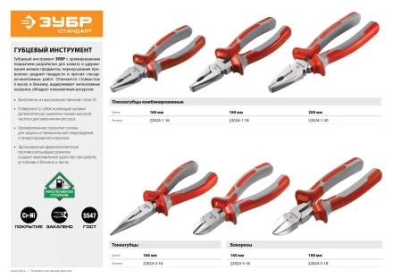 Бокорезы ЗУБР "СТАНДАРТ", 160мм 22024-5-16 купить в Уфе