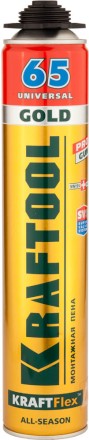 Пена &quot;GOLD 65&quot; профессиональная, монтажная, пистолетная, всесезонная, 850мл, KRAFTOOL 41194 купить в Уфе