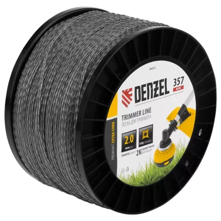 Леска для триммера двухкомпонентная витой квадрат, 2,0мм х 357м, на DIN катушке EXTRA CORD// Denzel 96822 купить в Уфе