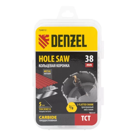 Коронка по металлу твердосплавная, 38 мм Denzel 724012 купить в Уфе