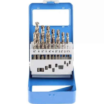 Набор ЗУБР &quot;ЭКСПЕРТ&quot; Свёрла &quot;КОБАЛЬТ&quot; по металлу, быстрорежущая сталь Р6М5К5, в мет. боксе, 1-10мм, 19шт 29626-H19-M купить в Уфе