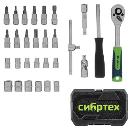 Набор инструментов Сибртех 13392, 1/4&quot;, пластиковый кейс, 29 предметов купить в Уфе