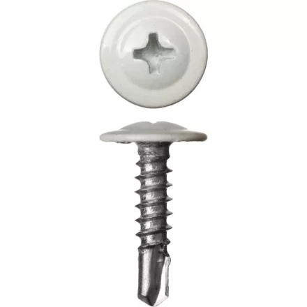 Саморезы ЗУБР с прессшайбой и сверлом по листовому металлу до 2мм, окрашенные в RAL-9003, PH2, 4,2х19мм, 450шт 300211-42-019-9003 купить в Уфе