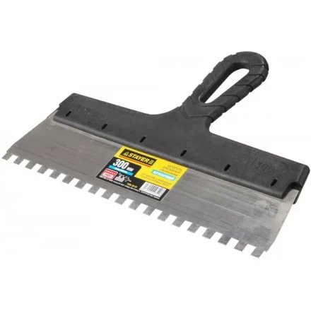 Шпатель STAYER &quot;PROFESSIONAL&quot; нержавеющий зубчатый с пластмассовой ручкой, 300мм, зуб 8х8мм 1009-30-08 купить в Уфе