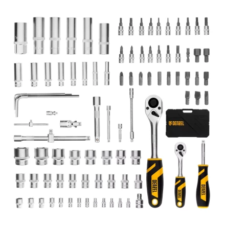 Набор инструментов Denzel 15813, 1/2&quot;, 1/4&quot;, CrV, S2, пластиковый кейс, 94 предмета купить в Уфе