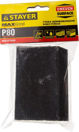 Губка шлифовальная STAYER &quot;MASTER&quot; угловая, зерно - оксид алюминия, Р80, 100 x 68 x 42 x 26 мм, средняя жесткость 3561-080 купить в Уфе