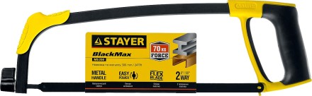 Ножовка по металлу STAYER MS350-BLACK-Max, металлическая обрезиненная рукоятка, натяжение 70 кг, 300 мм 15775 купить в Уфе