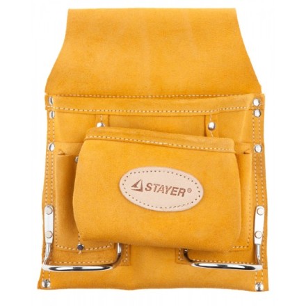 Сумка поясная STAYER PROFESSIONAL для инструментов, кожаная, 8 карманов, 2 скобы 38515 купить в Уфе
