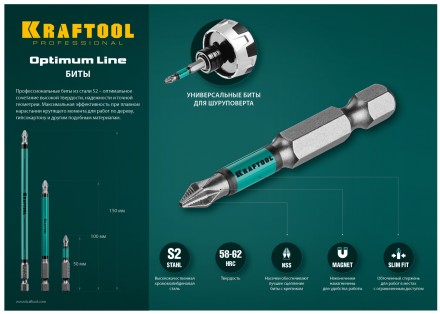 Биты KRAFTOOL OPTIMUM PH 26122-2-50-10 купить в Уфе