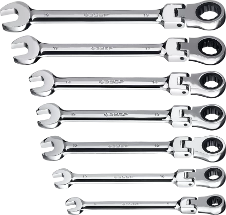 Наборы трещоточных комбинированных ключей шарнирных серия ПРОФЕССИОНАЛ купить в Уфе