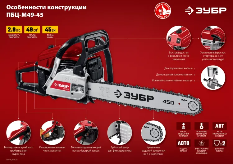 Бензопила ПБЦ-М49-45 серия МАСТЕР купить в Уфе
