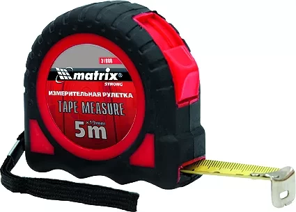 Рулетка Strong 5 м х 19 мм обрезиненный корпус MATRIX 31080 купить в Уфе