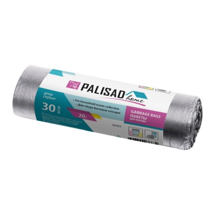 Пакеты для мусора 20 л x 30 шт. серые, Home Palisad 927015 купить в Уфе