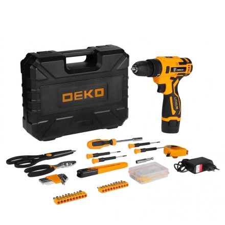 Дрель аккумуляторная DEKO Banger 12V + набор инструмента 93 предмета, 063-4167 купить в Уфе